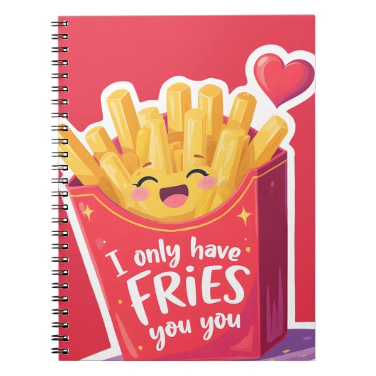 Cute Valentine French Fries Pun Notizblock (Vorderseite)