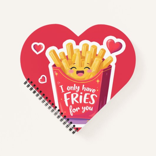 Cute Valentine French Fries Pun Notizblock (Vorderseite)