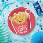 Cute Valentine French Fries Pun Pappteller (Party)