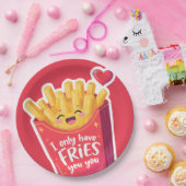 Cute Valentine French Fries Pun Pappteller (Party)