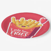 Cute Valentine French Fries Pun Pappteller (Schrägansicht)