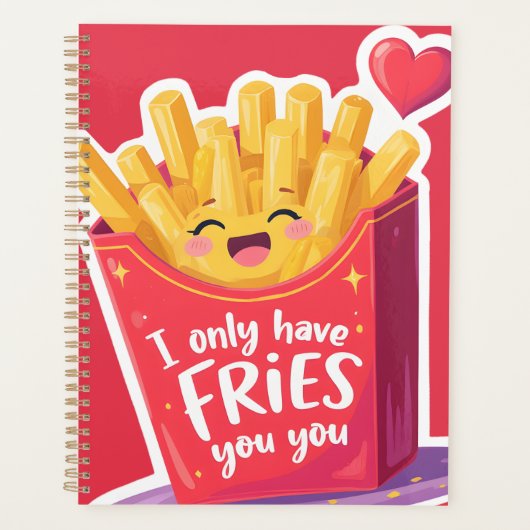 Cute Valentine French Fries Pun Planer (Vorderseite)