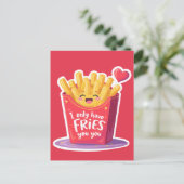 Cute Valentine French Fries Pun Postkarte (Stehend Vorderseite)