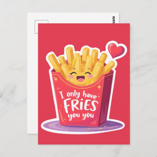 Cute Valentine French Fries Pun Postkarte (Vorne/Hinten)