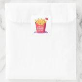 Cute Valentine French Fries Pun Quadratischer Aufkleber (Tasche)