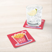 Cute Valentine French Fries Pun Rechteckiger Pappuntersetzer (Vor Ort)