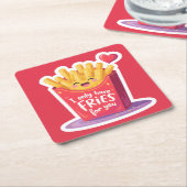 Cute Valentine French Fries Pun Rechteckiger Pappuntersetzer (angewinkelt)