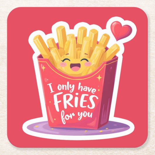 Cute Valentine French Fries Pun Rechteckiger Pappuntersetzer (Vorderseite)