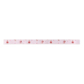 Cute Valentine Goose Hearts Pink Grid Pattern Satinband (Vorderseite)
