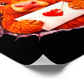 Cute Valentine Highland Cow With Heart Bow Western Poster (Ecke)