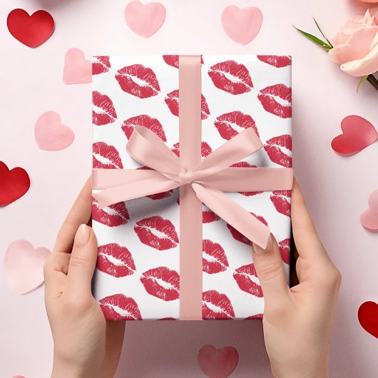 Cute Valentine Kisses Pattern Wrapping Paper Geschenkpapier