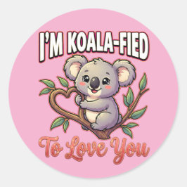 Cute Valentine Koala – I’m Koala-Fied to Love You Runder Aufkleber