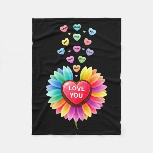 Cute Valentine Love Sunflower Hearts Candy For Gir Fleecedecke (Vorderseite)