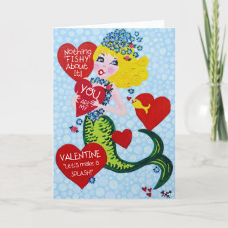 Cute Valentine Mermaid, Vintage-Style Feiertagskarte