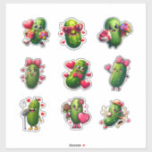 Cute Valentine Pickle Sticker Sheet (Blatt)