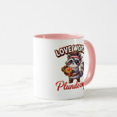 Cute Valentine Raccoon Pirate-Love Worth Plunderin Tasse (VorderseiteRechts)