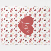 Cute Valentine`s Day Blanket With A Red Heart Fleecedecke (Vorderseite (Horizontal))