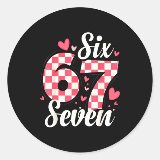 Cute Valentine Six Seven Checkerboard Love Nk Hear Runder Aufkleber (Vorderseite)
