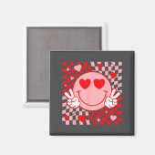 Cute Valentine Smile Face Smiling Checkered Patter Magnet (Vorderseite/Rückseite)