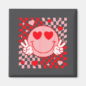 Cute Valentine Smile Face Smiling Checkered Patter Magnet (Vorne)