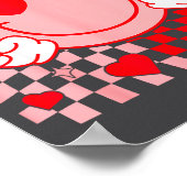 Cute Valentine Smile Face Smiling Checkered Patter Poster (Ecke)