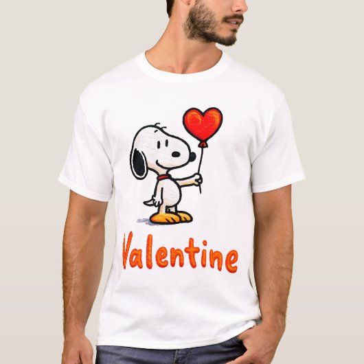 Cute Valentine Snoopy-Style Dog With Heart – Happy T-Shirt (Vorderseite)