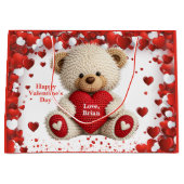 Cute Valentine Teddy Bear Große Geschenktüte (Vorderseite)