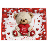 Cute Valentine Teddy Bear Große Geschenktüte (Rückseite)