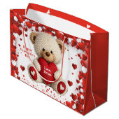 Cute Valentine Teddy Bear Große Geschenktüte (Rückseite Schrägansicht)