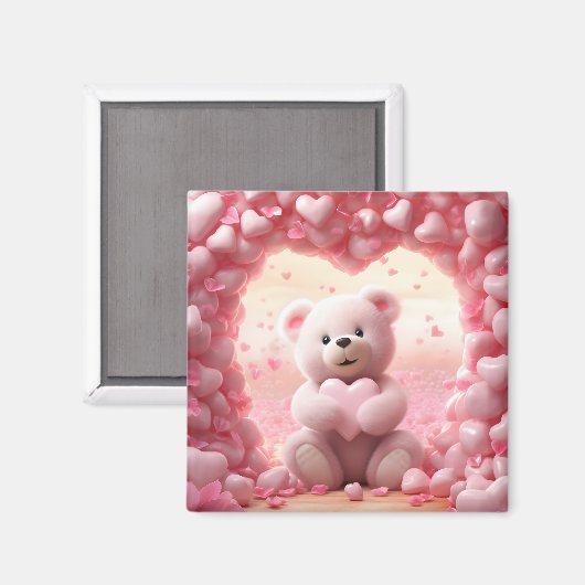 Cute Valentine Teddy Bear Magnet (Vorderseite/Rückseite)