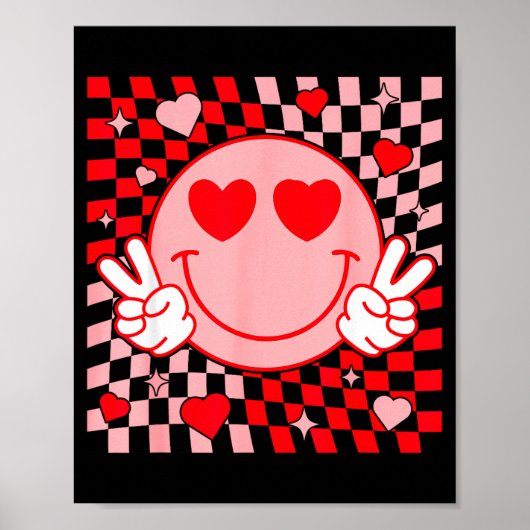 Cute Valentine Vibes Groovy Valentine Day Men Wome Poster (Vorne)