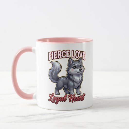 Cute Valentine Wolf – Fierce Love Loyal Heart Tasse (Links)