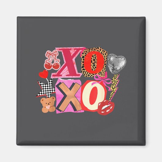 Cute Valentine Xoxo Funny Valentine Hearts Lover G Magnet (Vorne)