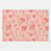 Cute Valentines Brown Teddy Bear Seamless Pattern Geschenkpapier Set (Vorderseite 2)