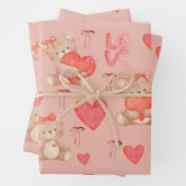 Cute Valentines Brown Teddy Bear Seamless Pattern Geschenkpapier Set (Beispiel)
