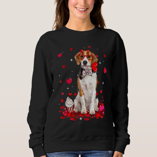 Cute Valentine's Day Beagle Dog Heart Costume Sweatshirt (Vorderseite)
