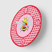 Cute Valentines Day Bee Runde Wanduhr (Winkel)