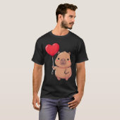Cute Valentine's Day Capybara Holding Heart Balloo T-Shirt (Vorne ganz)