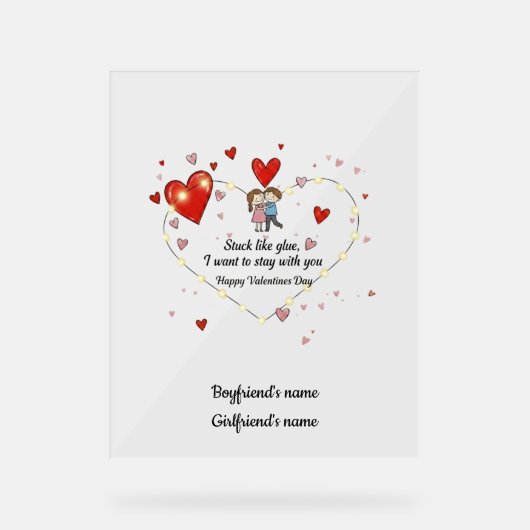 Cute Valentine's day couple hearts custom Acrylschild (Vorderseite)