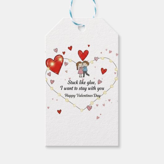 Cute Valentine's day couple hearts custom Geschenkanhänger (Vorderseite)