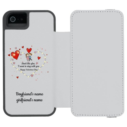 Cute Valentine's day couple hearts custom Incipio iPhone Geldbeutel-Hülle (Folio Geöffnet)