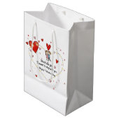 Cute Valentine's day couple hearts custom Mittlere Geschenktüte (Vorderseite Schrägansicht)