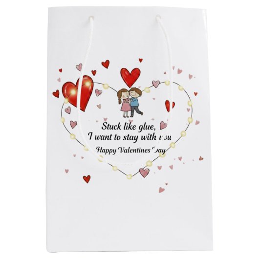 Cute Valentine's day couple hearts custom Mittlere Geschenktüte (Vorderseite)