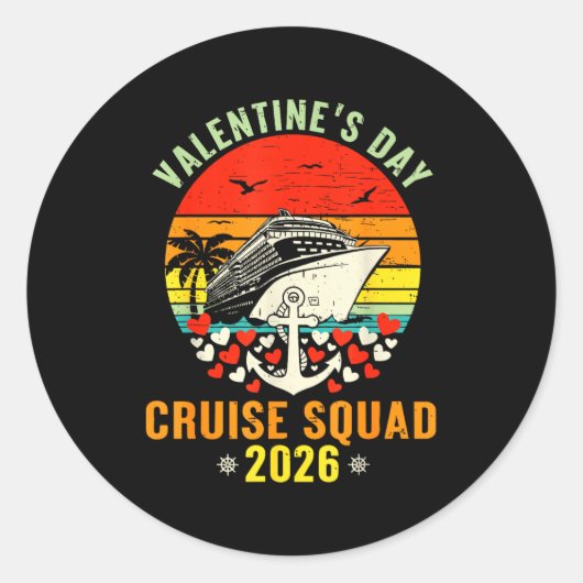 Cute Valentines Day Cruise 2026 Matching Cruise Fo Runder Aufkleber (Vorderseite)