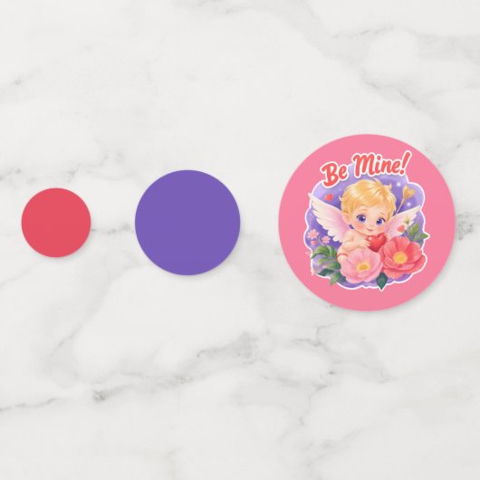 Cute Valentine's Day Cupid with "Be Mine" Konfetti (Rückseiten)