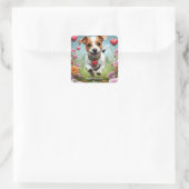 Cute Valentine's Day Dog square sticker (Tasche)