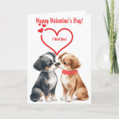 cute Valentine's Day dogs Folded Greeting Card Karte (Vorderseite)