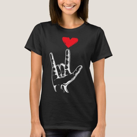 Cute Valentines Day I Love You Hand Sign Language  T-Shirt (Vorderseite)