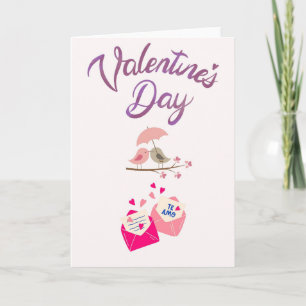 Cute Valentine's Day Love Birds Card - Te Amo Love Karte