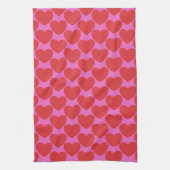 Cute Valentine's Day Pink and Red Heart Pattern Geschirrtuch (Vertikal)